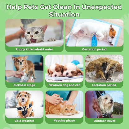 Vannon Extra Thick Pet Bathing Wipes for Dogs & Cats, Cleaning & Odor-Controlling Grooming Gloves, Nourish Fur Glove Wipes for Daily Care and Traveling, Rinse Free, Coconut Scent, 3 Pack, 18 PCS