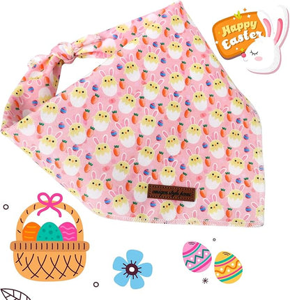 Unique style paws Easter Dog Bandana with Bow Easter Eggs Chicken Dog Bandanas for Small Medium Large Boys Girls Dogs