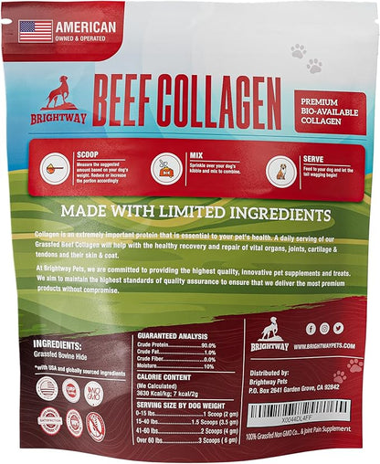 Grass fed Collagen for Dogs - Supports Health Skin & Coat, Hip, Joint Care & Cartilage Support + Skin Health and Mobility, 100% All Natural Collagen