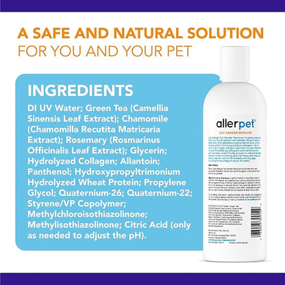 Allerpet Aloe Vera Free Cat Dander Remover - Pet Dander Allergy Relief, Natural & Safe Allergy Relief for Cats and Humans, Soothing Chamomile & Rosemary, Made in USA (12 oz)