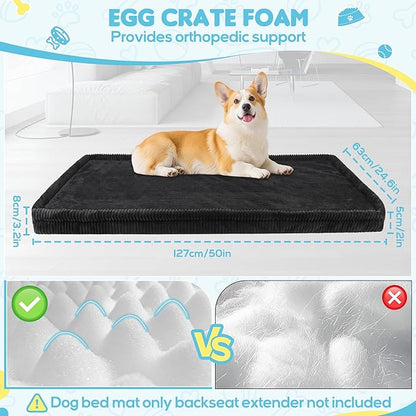 Dog Car Bed, Non-Slip Backseat Extender Pet Mat, Removable Washable Dog Bed for SUVs, Sedans & Trucks, Anti-Slip Travel Bed for Dogs, Easy Clean & Scratch-Proof & Comfort (50"x24.6")