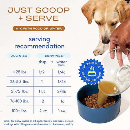 Native Pet Bone Broth for Dogs and Cats - Made with Real Beef Bone Broth, Dog Food Toppers for Picky Eaters - Provides Extra Hydration & Nutrition for Joint Strength, Immunity & Heart Health-96 Scoops