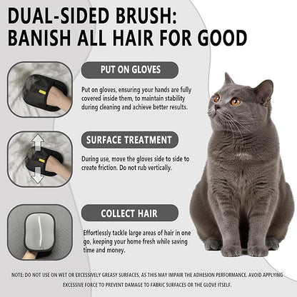 Yummy Love Pet Hair Removal Glove for Dogs & Cats, Reusable Electrostatic Glove for Clothes, Couch,Carpets, Car Seat, Individually Wrapped 1 Pack Black, S