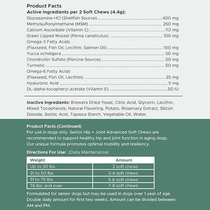 Chew + Heal Labs Glucosamine for Dogs Hip and Joint Supplement - 240 Senior Dogs Mobility Soft Chews - Made with Glucosamine, MSM, Chondroitin, Green Lipped Mussels and More - Made in The USA