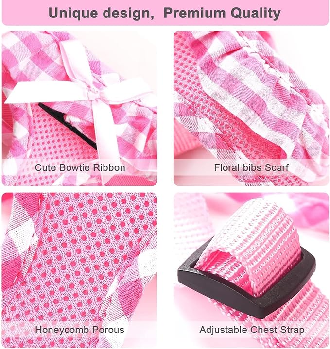 SuperBuddy Upgraded Soft Mesh Dog Harness, Super Breathable Lightweight Pet Harnesses for Puppy Dogs Outdoor Walking, Pink and Purple Dog Harness Set Packing-XSmall