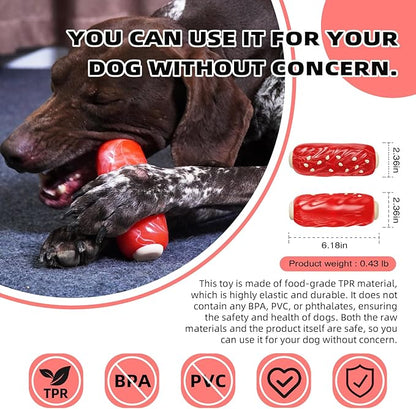 LiuMelinda Dog Chew Toys for Aggressive-Chewers - Indestructible Dog Toy for Aggressive Chewer，Tough Chew Toys for Dogs （Rubber Red Meat Stick）