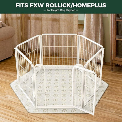 FXW Washable Pee Pads for Dogs, Leak-Proof & Non-Slip, Specifically Designed for FXW Rollick/Homeplus 24inch 6 Panels Dog Playpen, 31" Hexagon, Khaki, 2 Packs