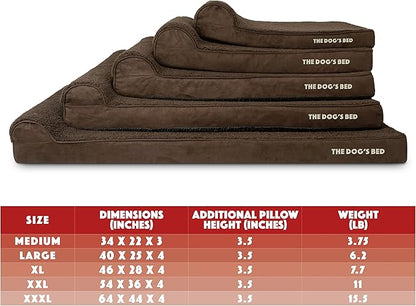 The Dog’s Bed Orthopedic Headrest Dog Bed XL Brown Plush, Memory Foam, Pain Relief for Arthritis, Hip & Elbow Dysplasia, Post Surgery, Lameness, Waterproof Washable Cover, Veterinary Approved