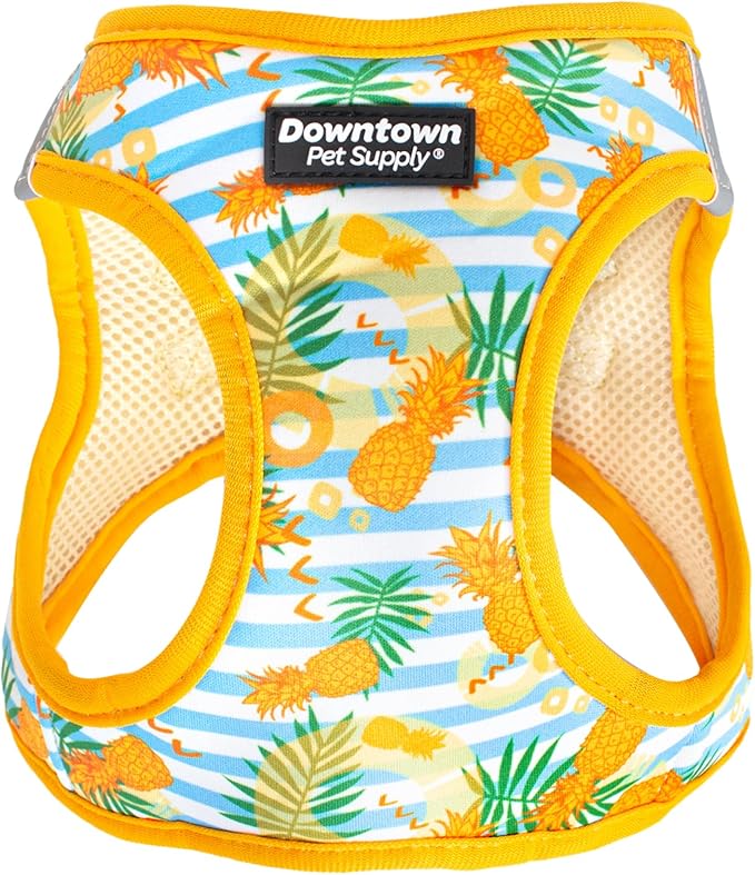 Downtown Pet Supply Step-in Dog Harness – No Pull, Adjustable Padded Mesh with Reflective Trim, Secure Buckle Strap – Comfortable & Breathable Small Dog Harness, X-Large, Pineapple