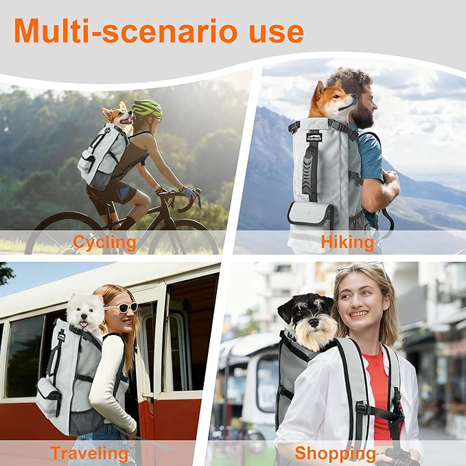 Pet Carrier Backpack for Medium to Large Dogs up to 33 lbs, Waterproof and Wear-Resistant, Equipped with Adjustable Waist and Chest Buckles, Detachable Storage Pocket with Reflective Strips, S