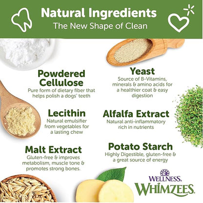 WHIMZEES Wellness Alligator Dog Dental Treats, Natural Chews, Small Size, (24 Count)