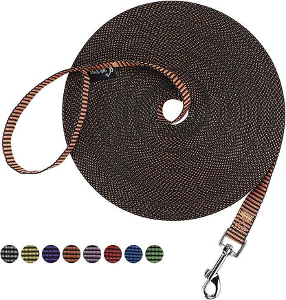 Hi Kiss Dog/Puppy Obedience Recall Training Agility Lead - 15ft 20ft 30ft 50ft 100ft Training Leash - Great for Training, Play, Camping, or Backyard(20ft,Black_Orange)