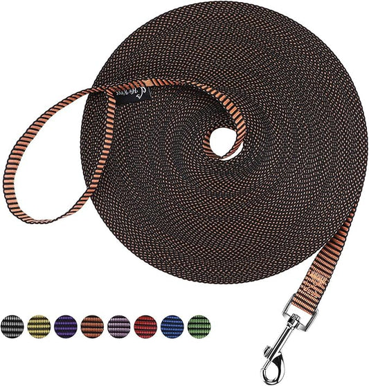Hi Kiss Dog/Puppy Obedience Recall Training Agility Lead - 15ft 20ft 30ft 50ft 100ft Training Leash - Great for Training, Play, Camping, or Backyard(50ft,Black_Orange)