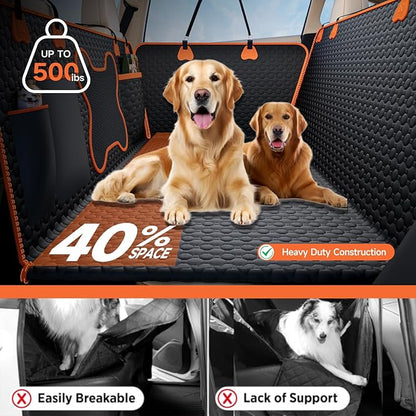 YFChangle Hard Bottom Dog Car Seat Cover for Back Seat – Waterproof Nonslip Hammock Extender for Trucks & SUVs, Heavy Duty Pet Protector, Black Oxford Fabric