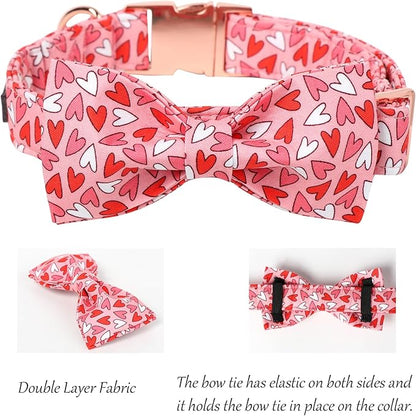 Lionet Paws Valentines Dog Collar Bowtie, Dog Bowtie Collar with Metal Buckle for Dogs and Cats, Adjustable Comfortable Dogs Collars Girl Boy，XXS, Neck 7-11 in
