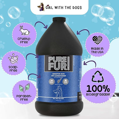Pure Fur! by Girl With The Dogs - Made in USA - Sensitive Skin Pet Conditioner, 1 Gallon