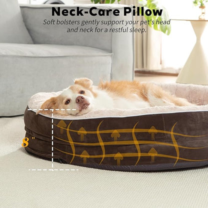 PetFun Orthopedic Dog Bed Couch for Large Sized Pets with Egg Foam Support, Four-Sided Bolster Cushions, Soft Tear-Resistant Fabric, and Removable Machine Washable Plush Cover