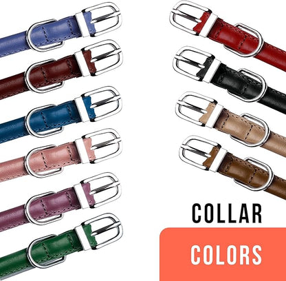 OOPSDOGGY Rolled Leather Dog Collar Reflective Roll Collars for Small Medium Large Dogs Puppy (Cognac, XS, 8''- 11'')