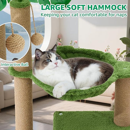 Woochpet 37" Cat Tree Tower for Indoor Cats，2-in-1 Multi-Functional Comfort with Premium Sisal Scratching Post, Cat Cando with Mouse Hole and Plush Toy Ball Large Hammock for Kitty or Small Cats