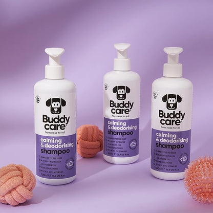 Calming & Deodorising Dog Shampoo by Buddycare | Lavender Scented | Itchy Skin Relief for Smelly Dogs | Deep Cleansing Shampoo for Dogs Puppy Sensitive Skin | with Aloe & Vitamin B5 (16.90oz)