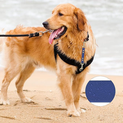 PetBonus Dog Collar Safety Clip, Waterproof Backup Safety Strap for Dog Harness to Prong Collar, Odor Proof Double Ended Clasp Leash Connector for Training Walking (Blue)