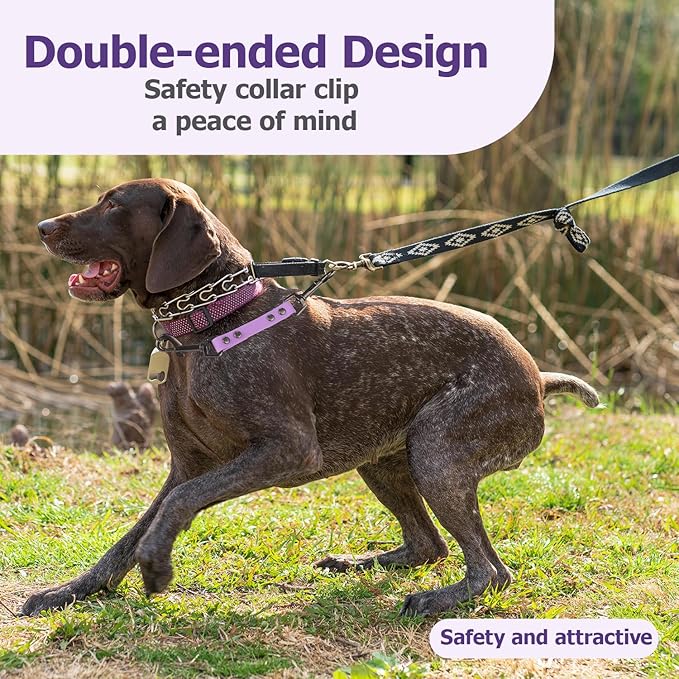 Dog Safety Collar Clip – Waterproof Backup Connector with Dual Hooks for Harness and Collar | Leash Safety Attachment for Training & Walking (Lavender, 9 inch)