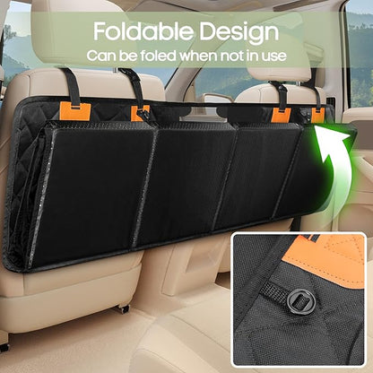 Smatto Dog Car Seat Cover for Back Seat, Hard Bottom Back Seat Extender Supports 400lbs, Waterproof Rear Seat Pet Cover, Dog Hammock with Mesh Window for Car SUV and Trucks