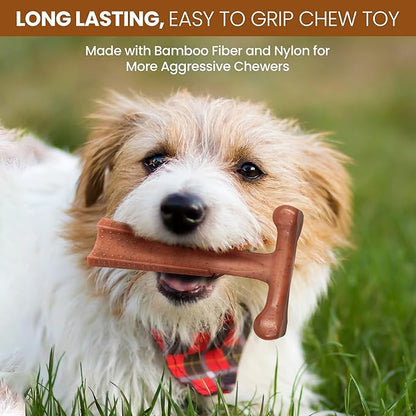 SPOT Bam-Bones Plus T Bone – Bamboo Fiber & Nylon Dog Chew Toy for Moderate to Aggressive Chewers, Durable & Non-Splintering, Long Lasting Beef Flavor Toy for Dogs & Puppies Under 30 lbs, 4 in