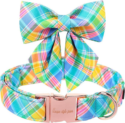 Unique style paws Easter Dog Collar with Bow Easter Eggs Chicken Collar with Flower for Small Medium Large Boys Girls Dogs