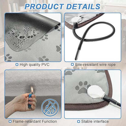 Bestio Cat Heating Pad, 22×18 in Heating Dog Bed Suitable for Medium and Small Pets, Adjustable Thermostat+Constant ON Function with Plush Cover - Blue