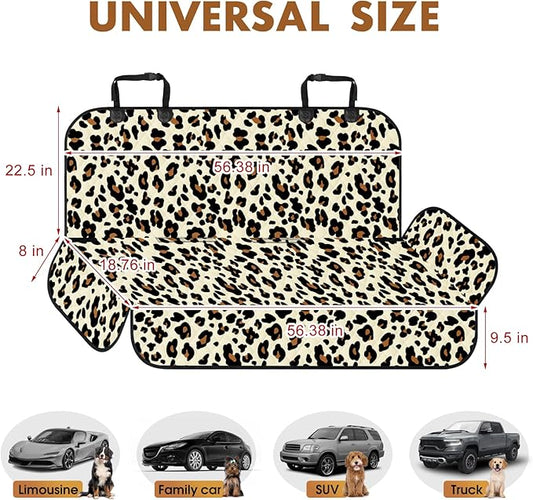 NECKORY Backseat Cover for Dogs, Waterproof and Non-Slip Pet Bench Seat Covers, Car Seat Protector for Back Seat, Universal Size Rear Car Seat Cover Fits Cars, Trucks and SUVs, L-Leopard&Black
