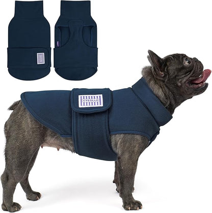 cyeollo XL Dog Sweater, Fleece Dog Sweaters Soft Stretchy Doggie Vest Turtleneck Doggy Sweatshirt Warm Fall & Winter Clothes for Medium to Large Dogs Girl, Navy XL