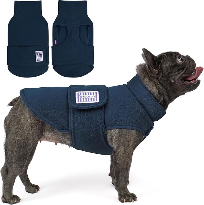 cyeollo Small Dog Sweater, Soft Fleece Sweaters Turtleneck Doggy Sweatshirt Warm Fall Winter Vest Stretchy Pet Clothes for Puppy Soft Doggie Coat Girl & Boy, Navy S