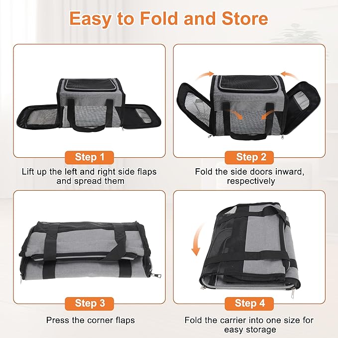 RENEWREVITAL Pet Carrier, Breathable Mesh Design, Soft Cat Carrier with Shoulder Strap, Comfortable Travel Solution, Grey