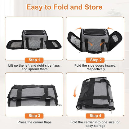 RENEWREVITAL Pet Carrier, Breathable Mesh Design, Soft Cat Carrier with Shoulder Strap, Comfortable Travel Solution, Grey