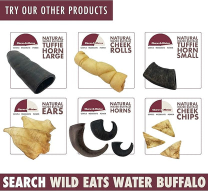 Wild Eats Water Buffalo Retriever Style Cheek Roll Dog Chews-5 Pack (Long Lasting Chews, Treats, Bones for Aggressive Chewers & Large Dogs) Great Substitute Pig Ears Dogs
