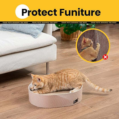 Conlun Cat Scratcher Box with 4 Cat Scratching Board Reversible Scratch Pad, Heavy Duty Corrugated Cardboard Pet Bed Lounger Kitty Scratchers for Indoor, Protects Furniture,Kittens Gifts-Large