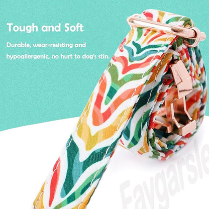 Faygarsle Multicolor Pattern Dog Collar for Small Medium Large Dogs Cute Puppy Collars for Female Dogs for Summer Spring Wedding Necklace Girl Dog Collar L