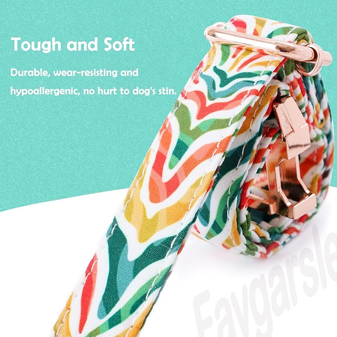 Faygarsle Multicolor Pattern Dog Collar for Small Medium Large Dogs Cute Puppy Collars for Female Dogs for Summer Spring Wedding Necklace Girl Dog Collar M