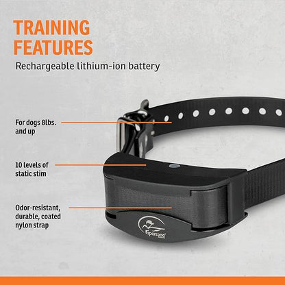 SportDOG Brand NoBark 10 Collar, Dog Bark Collars, Rechargeable, Programmable Bark Collar, Silent Partner Technology, Two Modes of Operation, Waterproof Collar (Black)