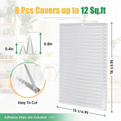 Zipcase 16 Pack Scat Mat for Cats - 13 x 16 In Updated Dual Length Cat Deterrent Mat with Narrower & Denser Spikes, More Effective For Indoor & Outdoor Cat Repellent Fence Covers 24 Sq.ft (3456 Sq.in)