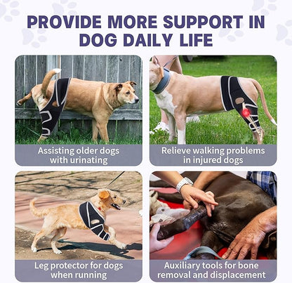 Dog Knee Brace for Torn Acl Hind Leg,Adjustable Four-Legged Universal Dog Knee Brace with Metal Support Strip,Keeps Joints Stable&Relieve Joint Pain and Ligament Damage,Size L.