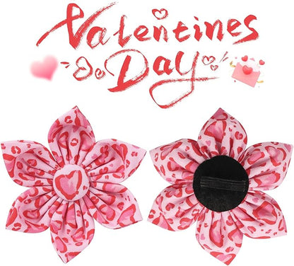UP URARA PUP Valentine Dog Collar with Flower, Heart Flower Collar for Puppy Girl Boy Dog or Cat, Comfortable Dog Collar Flower with Durable Metal Buckle, Cute Pet Collar,XL, Neck 16-26in