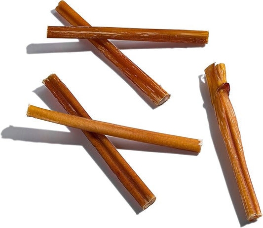 Jack&Pup 6 Inch Thin Bully Sticks for Small Dogs (10 Pack) Natural Dog Chews, Bully Sticks for Puppies, Senior Dogs