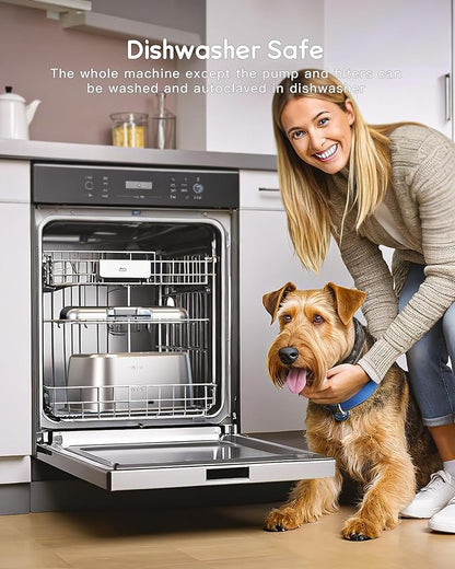 Large Dog Water Fountain Dispenser - 3 Gallon Stainless Steel Pet Water Fountain with 4 Filters for Large Dogs, Automatic Big Dog Water Bowl Dispenser Drinking for Multi-pet, Easy to Clean, Quiet Pump