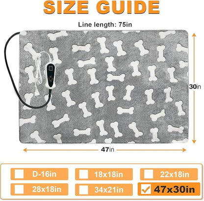 Bestio Extra Large Dog Heating Pad,47x30 in Heated Dog Bed with Constant Heat & Auto Modes，MET&UL Certified Pet Heating Pad with Soothing Warmth,Chew-Resistant Cord,Waterproof Washable Cover-Gray