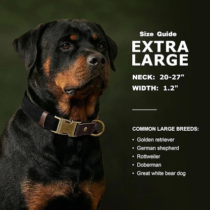 Didog Soft PU Leather Dog Collar for Large Dogs,Classic Adjustable Wide Dog Collars with Quick Release Metal Buckle,Easy Clean and Comfortable with Nylon Lining,Black,XL Neck 20-27", Width 1.2"