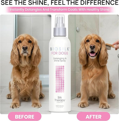 BioSilk Therapy Detangling Plus Shine Protecting Mist for Dogs | Best Detangling Spray For All Dogs and Puppies