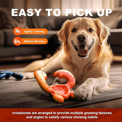 Dog Chew Toys for Aggressive Chewers – Tough Indestructible Dog Toy for Large Dogs, Durable Long-Lasting Chew Bones, Heavy Duty Interactive Dog Toys to Keep Dogs Busy & Relieve Boredom