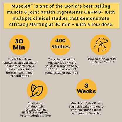 MuscleX™ Canine Muscle Formula Cats & Small Dogs with 300 mg CaHMB & Vitamin D3 - Natural Muscl Building Formula-Helps Reduce Muscle Loss Due to Normal Aging & Improves Recovery from Injury(180 Caps)